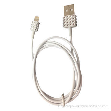 Bling Diamond Rhinestone Lightning USB Data Cable for iPhone 5/5s/5c, 8-pin, Syncing and Charging
